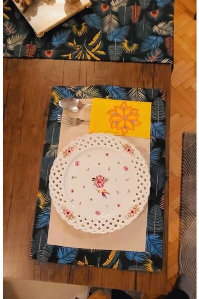 Yaprak Desenli? Nakiş Işlemeli? Ameri?kan Servi?s Sunum Takımı