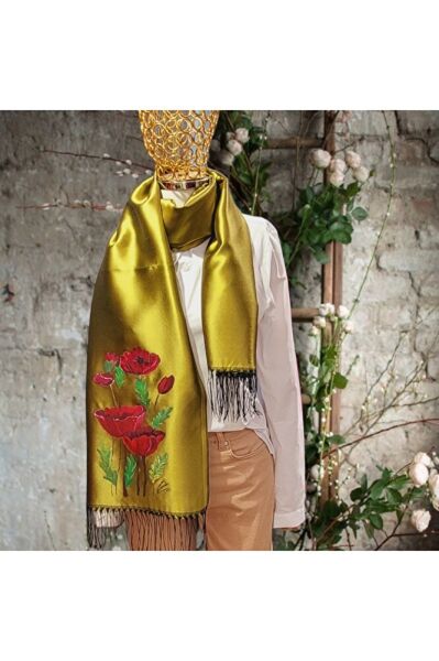 Gelinciğin Çılgın Aşkı Fıstık Lame Şal