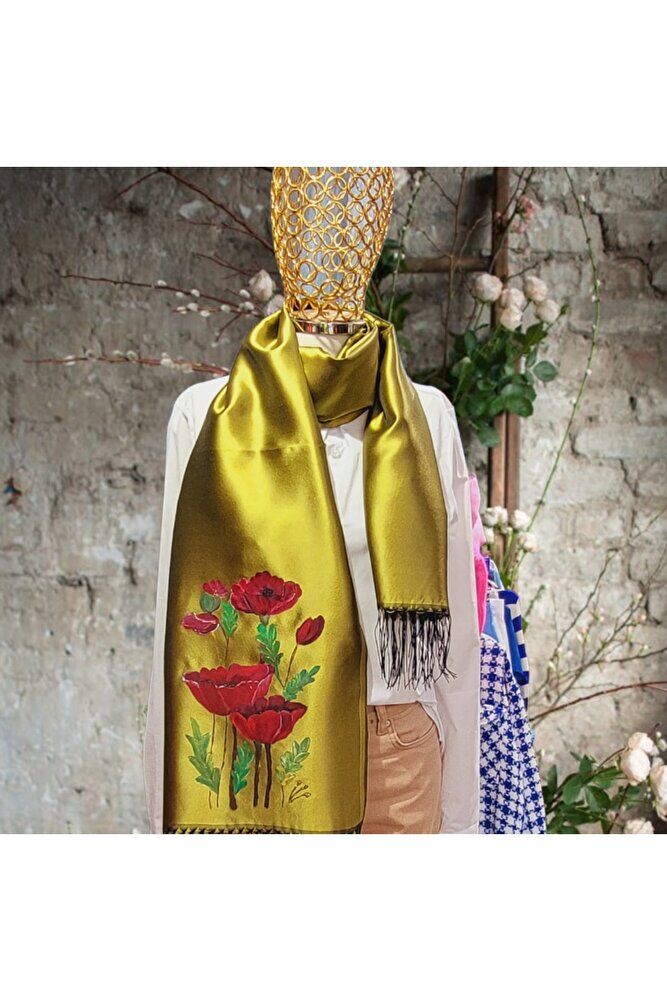 Gelinciğin Çılgın Aşkı Fıstık Lame Şal