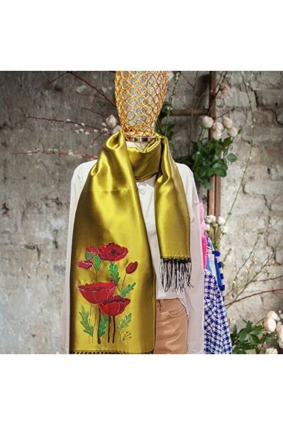 Gelinciğin Çılgın Aşkı Fıstık Lame Şal