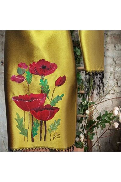 Gelinciğin Çılgın Aşkı Fıstık Lame Şal