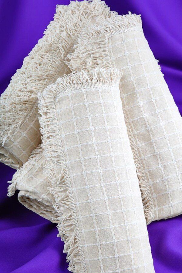 %100 Pamuklu Naturel Krem Renk Çekyat Örtüsü (PAKETTE 1 ADET ÜRÜN VARDIR) 180 X 180