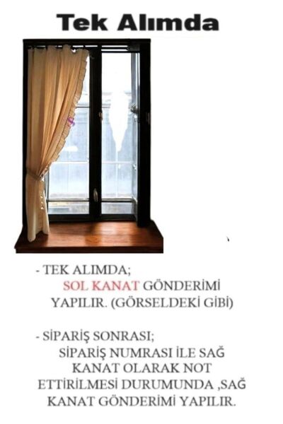 BOYDAN FIRFIRLI Naturel Vintage Pamuk Keten Perde (EN X BOY) - Tek Kanat - Pilesiz 150 x 150 - naturel