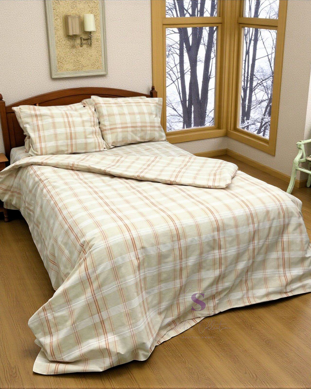 NATUREL BULDAN TURUNCU EKOSE ÇİFT KİŞİLİK NEVRESİM TAKIMI