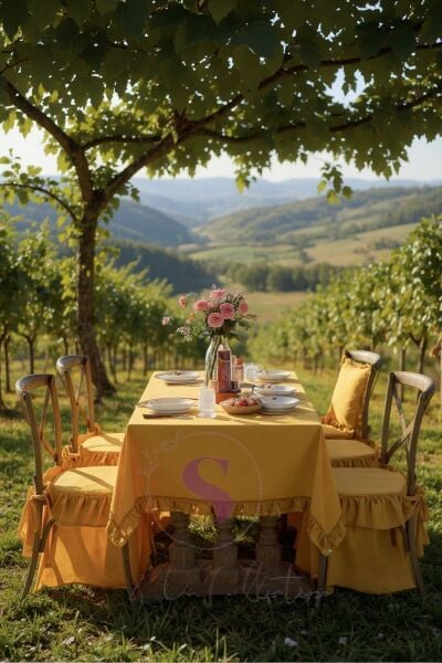 HARDAL RENK EL YAPIMI BULDAN YIKANMIS KETEN 4 TARAFI FIRFIRLI SANDALYE MİNDERİ