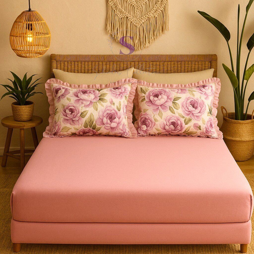 GÜL ZAMANI Çift Kişilik Çarşaf Fırfırlı Yastık Seti %100 Pamuk