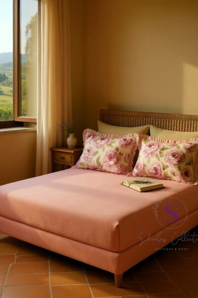 ROMANTİK % 100 Pamuk yatak çarşafı +  2 ADET yastık kılıfı