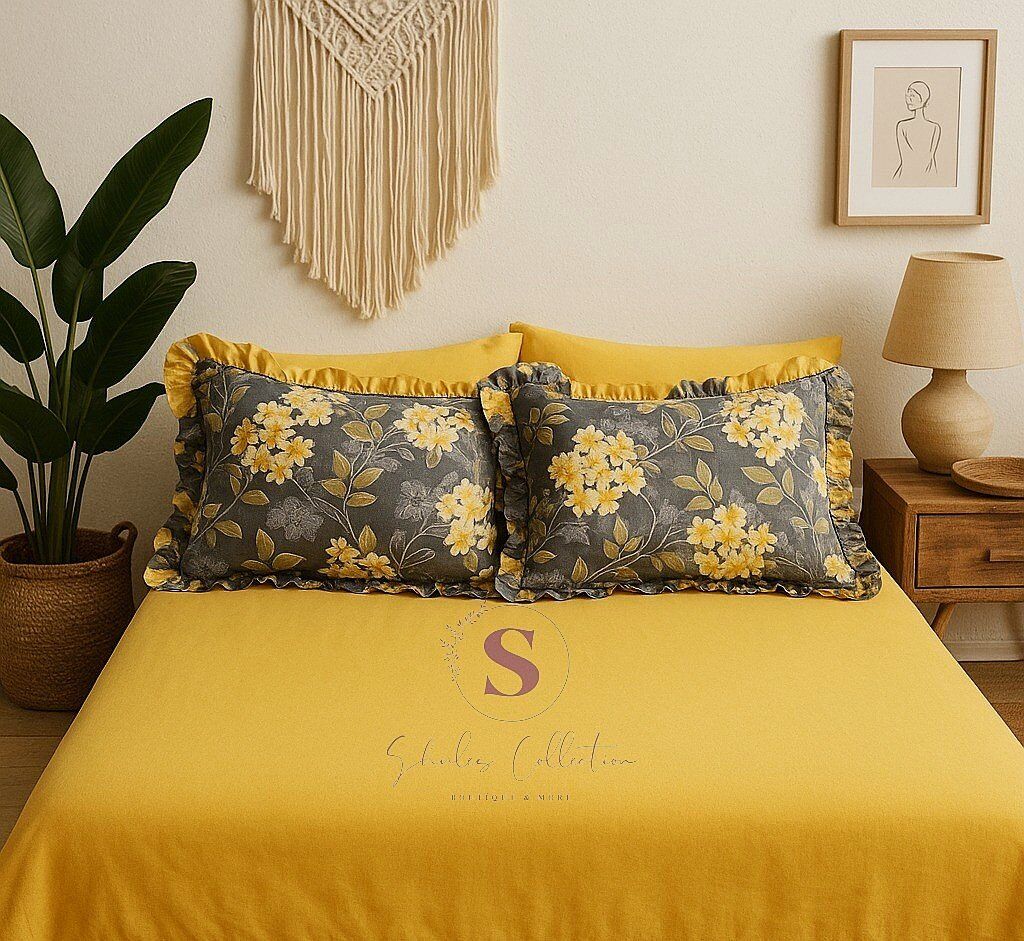 NERGİS çiçekli % 100 Pamuk yatak çarşafı +  2 ADET yastık kılıfı