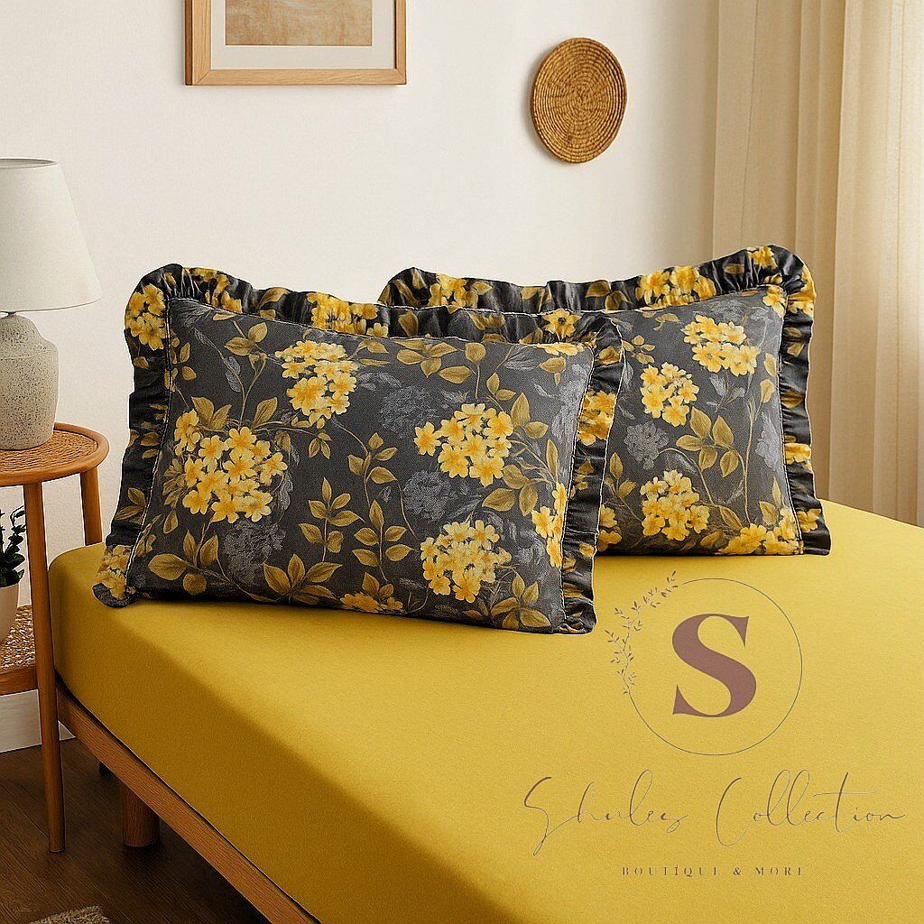 NERGİS çiçekli % 100 Pamuk yatak çarşafı +  2 ADET yastık kılıfı