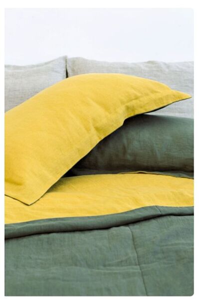 OKSİT SARI-YEŞİL % 100%100 Pamuklu Yıkamalı Vintage Çift Kişilik Nevresim Takımı, ( 200 x 220)