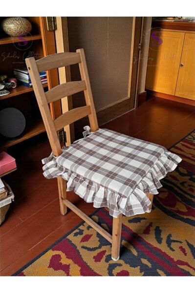 EL YAPIMI KARELİ BULDAN MONİKA 4 TARAFI FIRFIRLI SANDALYE MİNDERİ