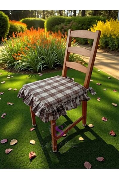 EL YAPIMI KARELİ BULDAN MONİKA 4 TARAFI FIRFIRLI SANDALYE MİNDERİ