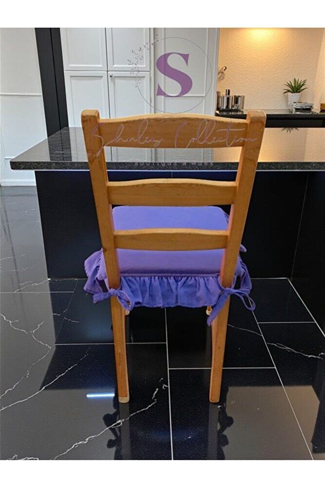 MOR RENK BULDAN YIKANMIS KETEN 4 TARAFI FIRFIRLI SANDALYE MİNDERİ