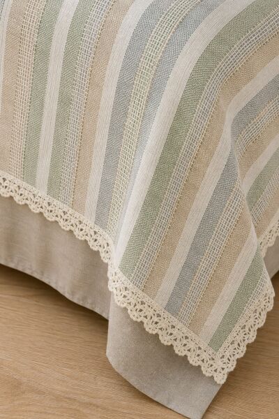 Naturel Buldan %100 Pamuk Çift Kat Fırfırlı 3 Parça Çift Kişilik Yatak Örtüsü Takımı 240x260 cm