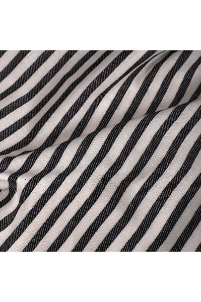 Siyah Çizgili Keten Kumaş- Yıkanmış Keten Kumaş 100x230cm