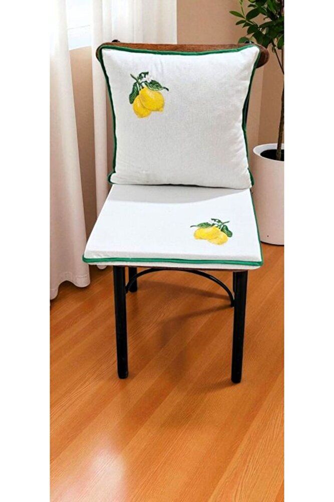 LİMON NAKIŞLI BULDAN KETENİ BİYELİ KIRLENT ( 43 X 43)