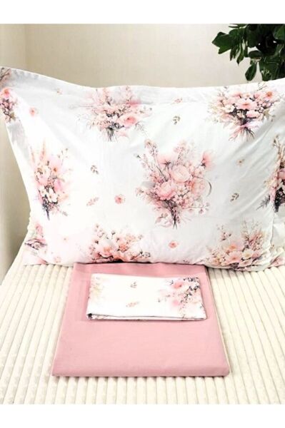 Bahar Çiçekleri Çift Kişilik Çarşaf Yastık Seti %100 Pamuk