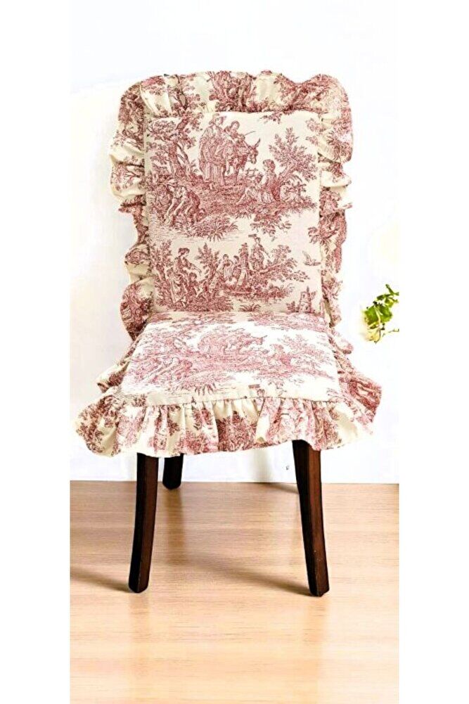 ARKALIKLI BORDO DUCK KETEN FIRFIRLI SANDALYE MİNDERİ