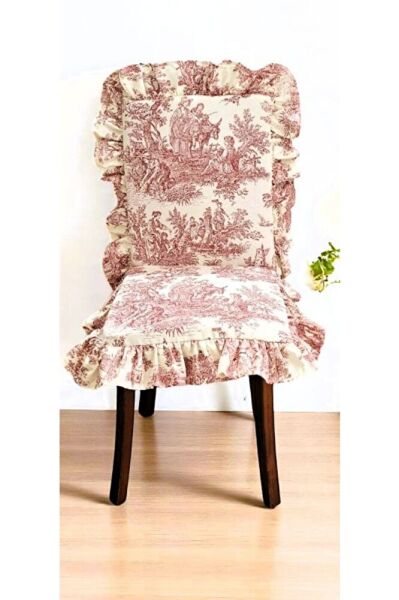 ARKALIKLI BORDO DUCK KETEN FIRFIRLI SANDALYE MİNDERİ