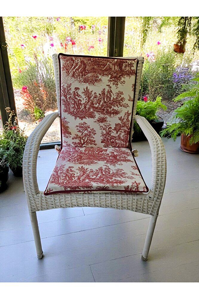 KETEN BORDO FRANSIZ SOYLUSU ARKALIKLI FERMUARLI SANDALYE MİNDERİ