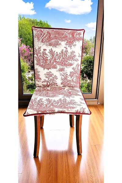 KETEN BORDO FRANSIZ SOYLUSU ARKALIKLI FERMUARLI SANDALYE MİNDERİ