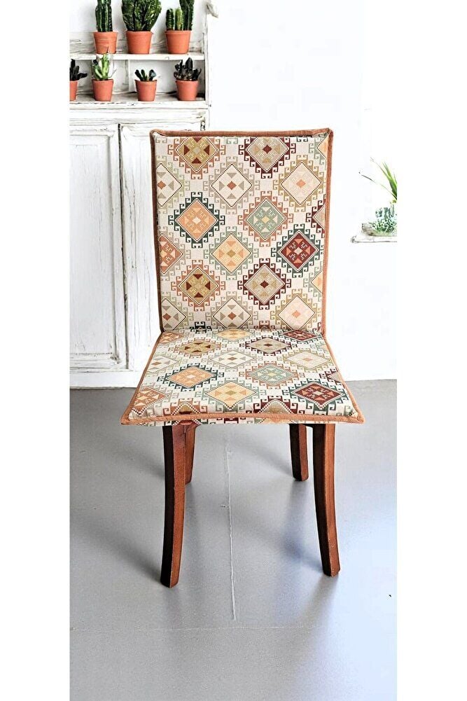 KİLİM DESENLİ ARKALIKLI FERMUARLI SANDALYE MİNDERİ