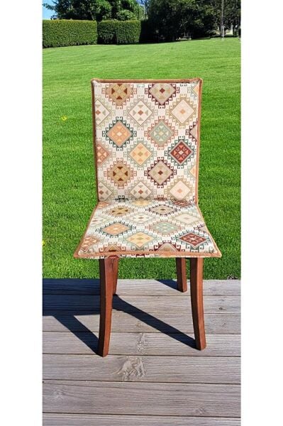 KİLİM DESENLİ ARKALIKLI FERMUARLI SANDALYE MİNDERİ