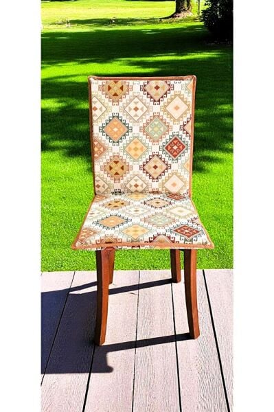 KİLİM DESENLİ ARKALIKLI FERMUARLI SANDALYE MİNDERİ