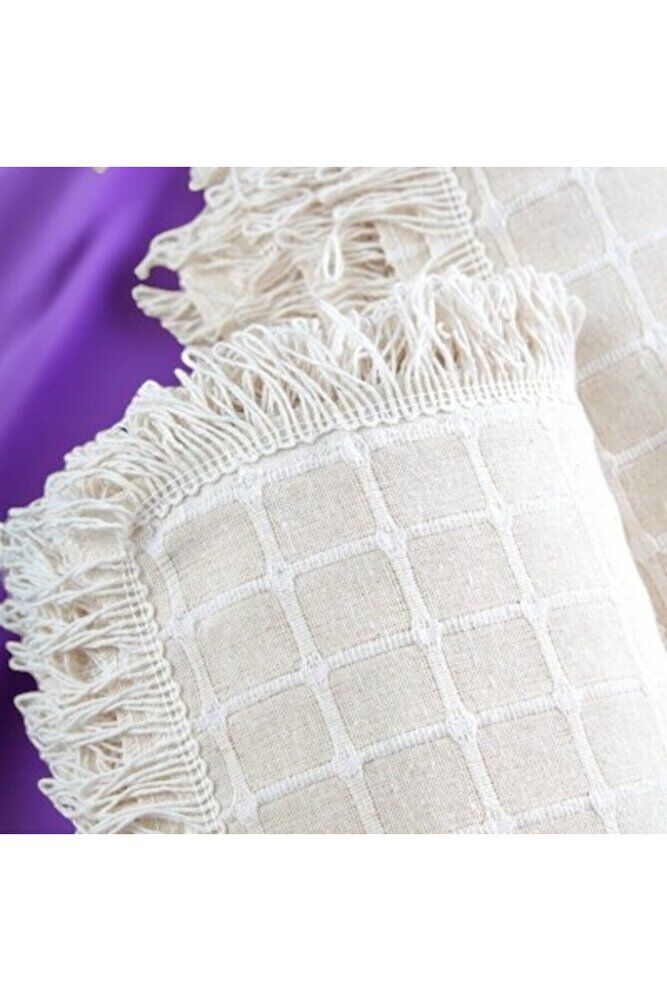 %100 Pamuklu Naturel Krem Renk Çekyat Örtüsü (PAKETTE 1 ADET ÜRÜN VARDIR) 180 X 180