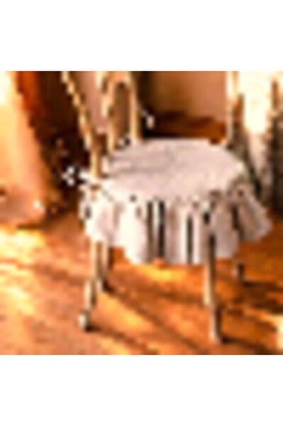 EL YAPIMI YUVARLAK BULDAN YIKANMIS KETEN FIRFIRLI SANDALYE MİNDERİ