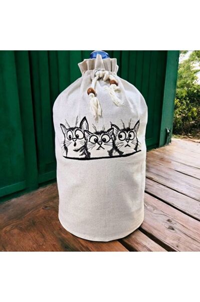 NATUREL YIKANMIS KETEN KEDİ NAKIŞLI DAMACANA KILIFI