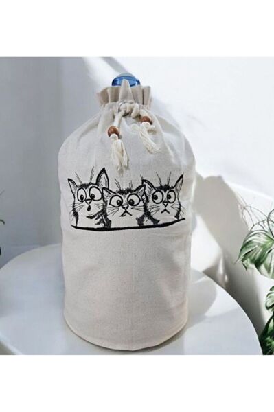 NATUREL YIKANMIS KETEN KEDİ NAKIŞLI DAMACANA KILIFI