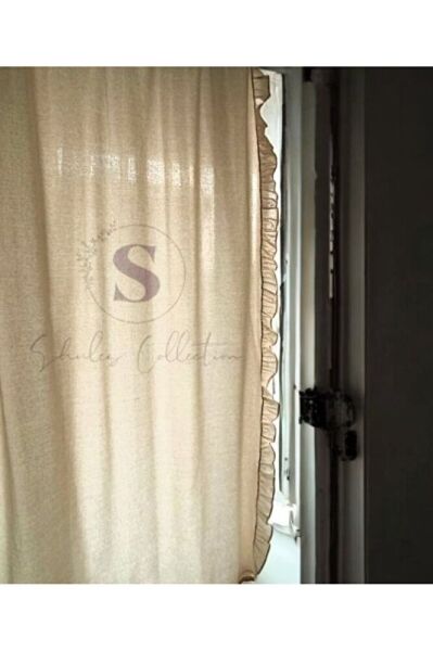 BOYDAN FIRFIRLI Naturel Vintage Pamuk Keten Perde (EN X BOY) - Tek Kanat - Pilesiz