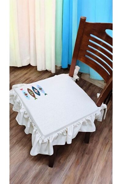 EL YAPIMI BULDAN YIKANMIS KETEN BALIK NAKISLI FIRFIRLI SANDALYE MİNDERİ