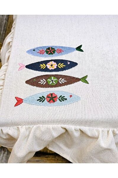 EL YAPIMI BULDAN YIKANMIS KETEN BALIK NAKISLI FIRFIRLI SANDALYE MİNDERİ