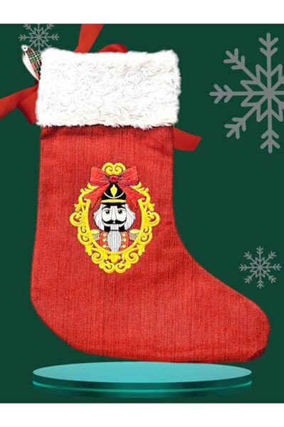 FINDIKKIRAN NAKIŞLI YENİ YIL CORABI (HEDİYE KESESİ)