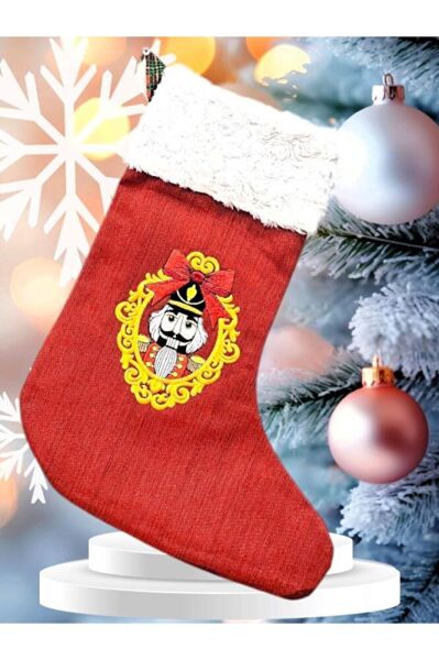 FINDIKKIRAN NAKIŞLI YENİ YIL CORABI (HEDİYE KESESİ)