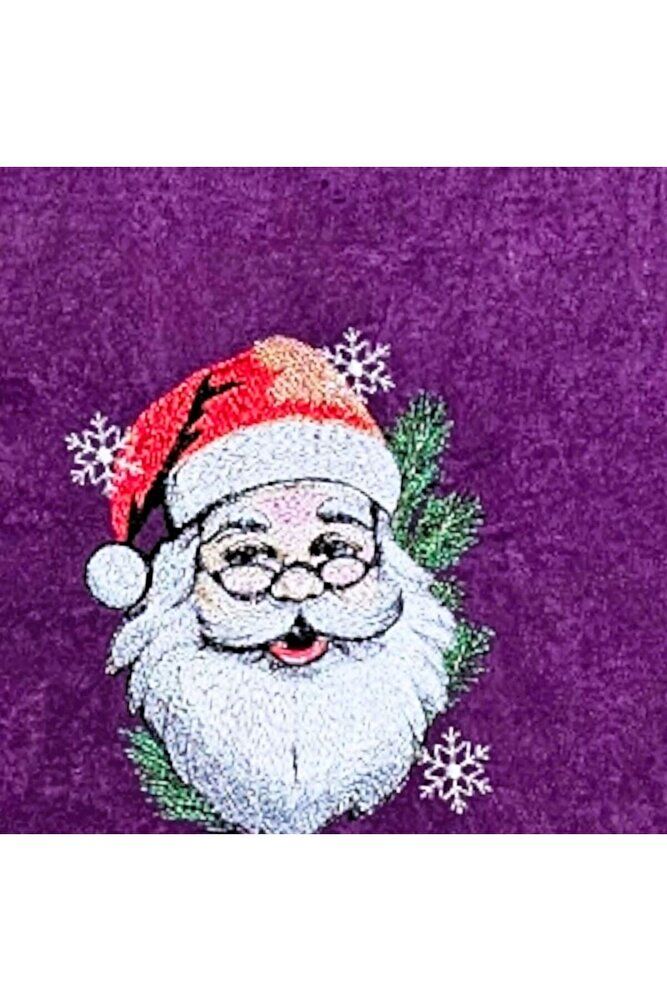 MOR KADİFE KUMAŞ NOEL BABA NAKIŞLI ÇAM AĞACI ÖRTÜSÜ 95 CM