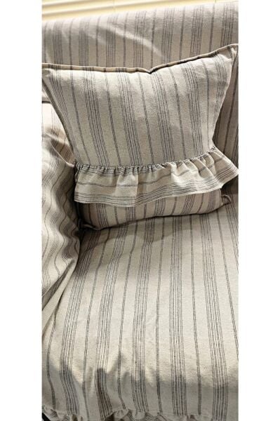 220 Cm Fırfırlı Çekyat Koltuk Örtüsü ( 2 Kırlent hediyeli )Buldan Işi Kanepe Örtü