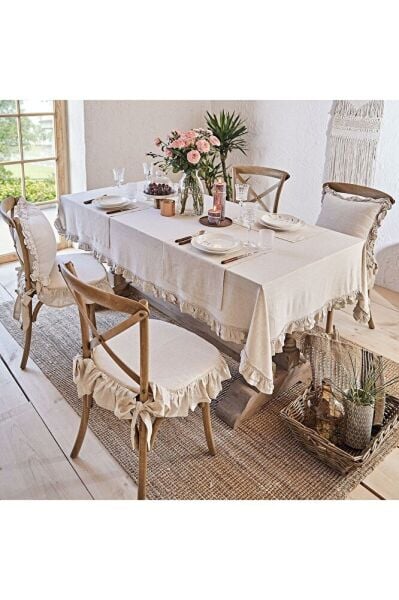 EL YAPIMI BULDAN YIKANMIS KETEN 4 TARAFI FIRFIRLI SANDALYE MİNDERİ