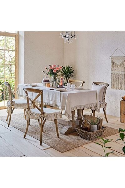 EL YAPIMI BULDAN YIKANMIS KETEN 4 TARAFI FIRFIRLI SANDALYE MİNDERİ