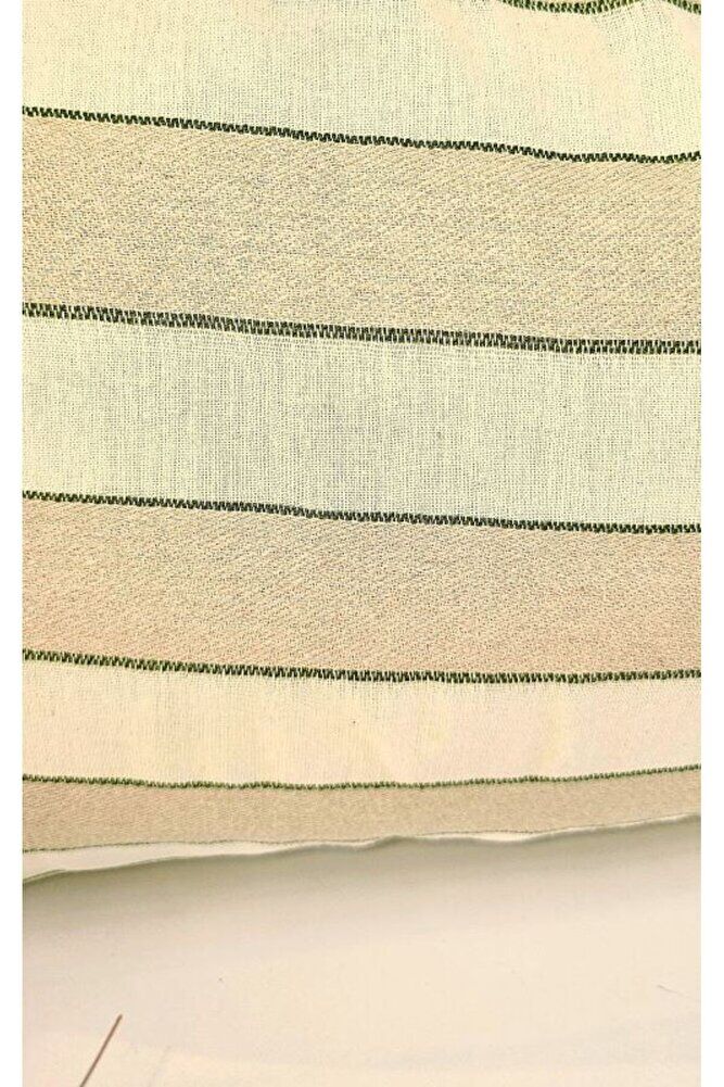 Bohem Püsküllü Keten Çizgili kırlent 43 x43