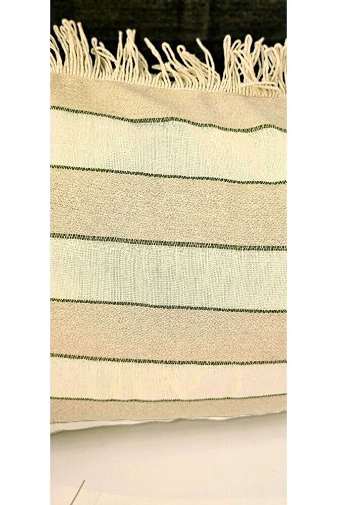 Keten Bohem Püsküllü Vintage 2'li Dikdörtgen Kırlent Kılıfı