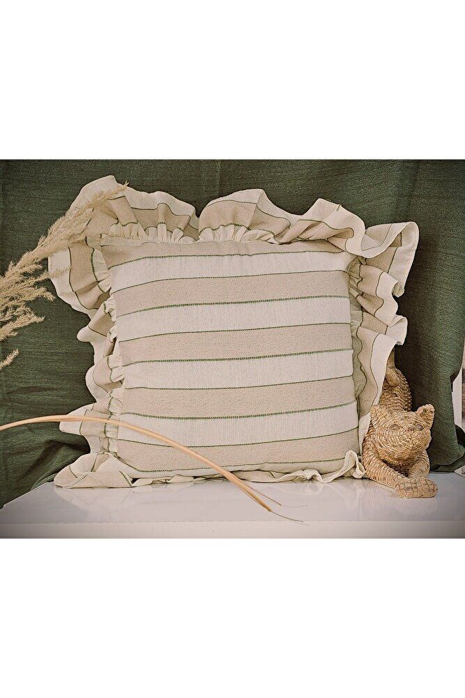 Bohem Fırfırlı Keten Çizgili kırlent