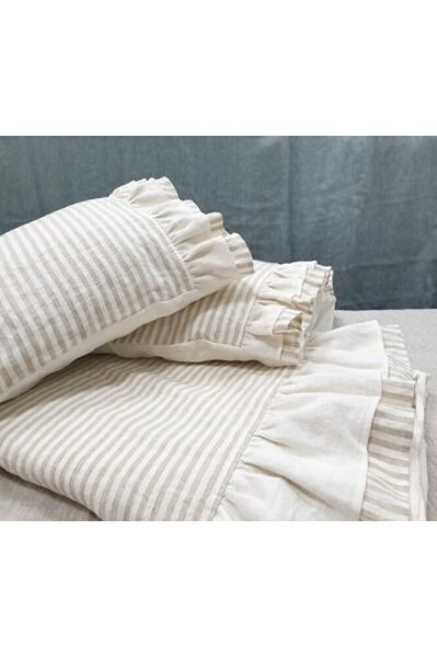 NATUREL DOĞAL KETEN FIRFIRLI NEVRESİM SETİ ÇİFT KİŞİLİK 6 PARCA