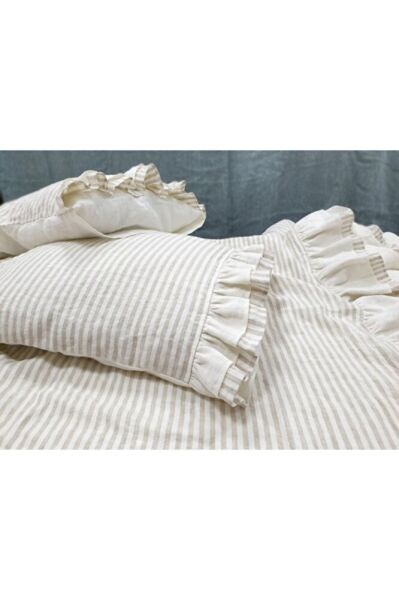 NATUREL DOĞAL KETEN FIRFIRLI NEVRESİM SETİ ÇİFT KİŞİLİK 6 PARCA