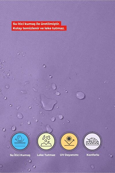 4'lı Sandalye Minderi Su İtici Kumaş 40x40 cm Sünger Sandalye Minderi Bağcıklı Mor