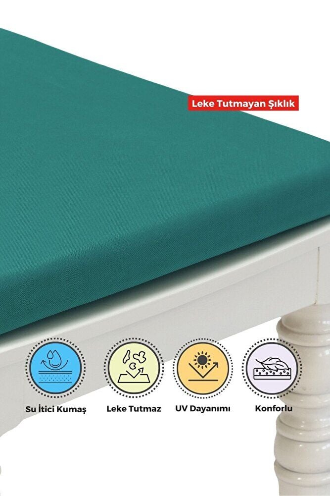 4'lı Sandalye Minderi Su İtici Kumaş 40x40 cm Sünger Sandalye Minderi Bağcıklı MAVİ