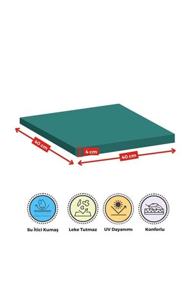 4'lı Sandalye Minderi Su İtici Kumaş 40x40 cm Sünger Sandalye Minderi Bağcıklı MAVİ