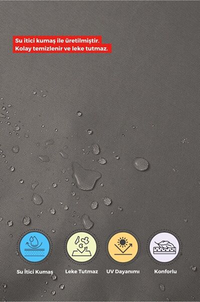 6'lı Sandalye Minderi Su İtici Kumaş 40x40 cm Sünger Sandalye Minderi Bağcıklı FÜME